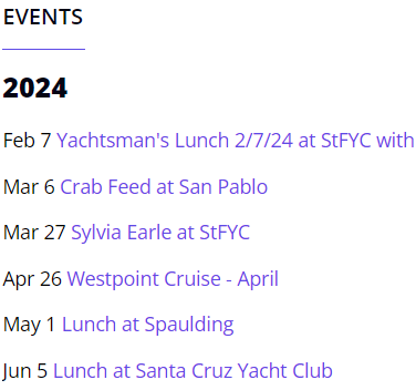 Result of Calendaring Events