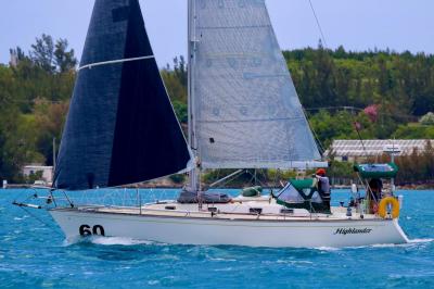 Highlander at the start of the 2021 Bermuda 1-2 doublehanded leg,  St. Georges Bermuda