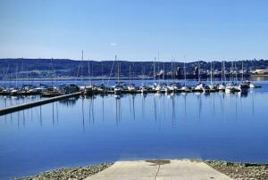 Photo of Marina de la Baie taken from the launching ramp ashore.