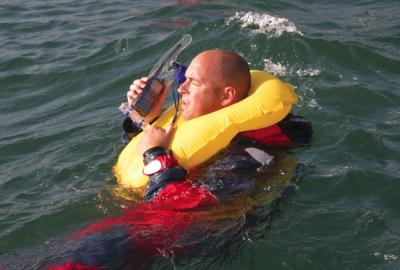 man in life jacket