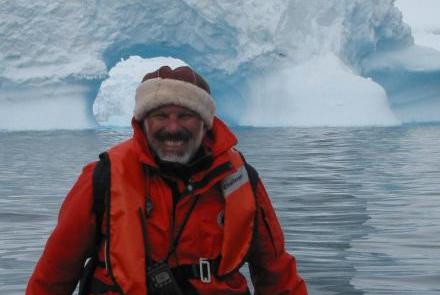 Charles in front of quite a bit of ice